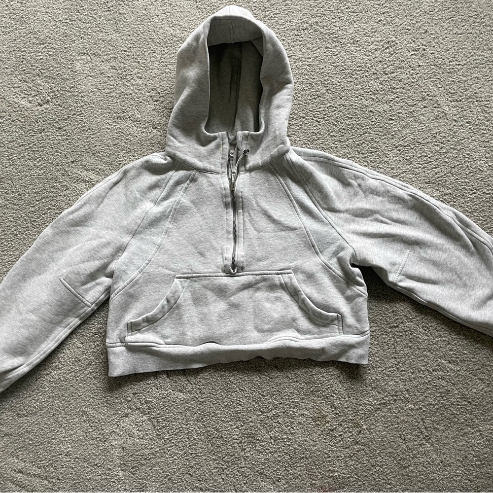 Cropped Gray hooded Lululemon sweatshirt